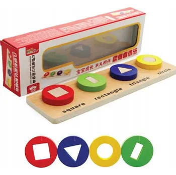 Dřevěná hračka Geometrické skládačky tvarů pro malé děti dřevěné 3D desky TV