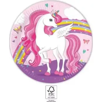 Talíř Papírové talířky Kouzelný jednorožec 23cm - 8ks
