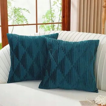 Povlak na polštářek Dekorační povlak na polštář 45x45 cm, tmavě modrá barva, 2 ks