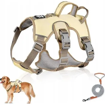Postroj pro psa Postroj pro psa s vodítkem protiskluzový multifunkční béžovo/šedý S