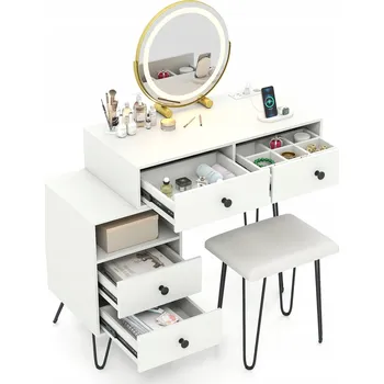 Toaletní stolek Toaletní Stolek Costway bílý matný 98 x 120 x 40 cm