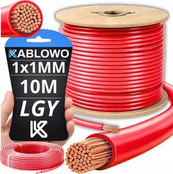 elektrický kabel DRÁT LGY KABEL JEDNOŽILOVÝ ELEKTRICKÝ 1X1MM ČERVENÝ 10M METR