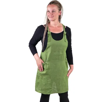 Dámské šaty Imago Dámské lněné šaty s laclem zelené