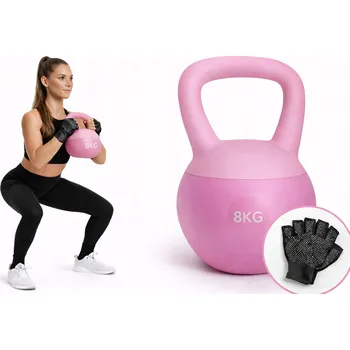 Kettlebell 8 kg měkký kettlebell činka FITNESS trénink doma růžová +