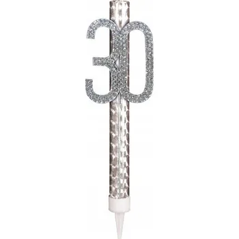Party dekorace Dortová fontána k 30. narozeninám, stříbrná, 1 ks