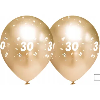 Balónek Balónky k narozeninám zlaté "30", 30 cm, 50 ks