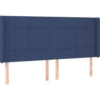 Čelo postele s ušima, modré, 203x16x118/128 cm, látka
