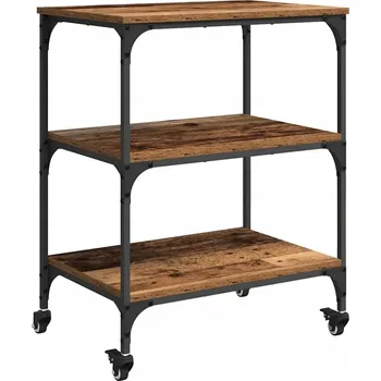 Servírovací stolek Kuchyňský vozík Staré dřevo 60 x 41 x 76 cm kompozitní dřevo