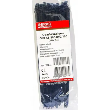 Organizace kabelů Hadicová spona OPK 300 4,8 100 Ks černá, odolná proti UV záření stahovací pásky ERKO