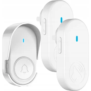 Domovní zvonek Bezdrátový vodotěsný zvonek s krytem, dosah 250 m, 1 tlačítko + 2 přijímače, hlasité vyzvánění a melodie