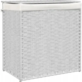 Koš na prádlo Koš na prádlo z PE ratanu, dvě přihrádky, bílý 53x35x57 cm