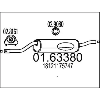 Tlumič výfuku Zadní tlumič výfuku, 01.63380