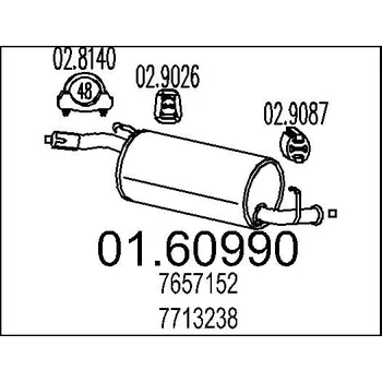 Tlumič výfuku Zadní tlumič výfuku, 01.60990