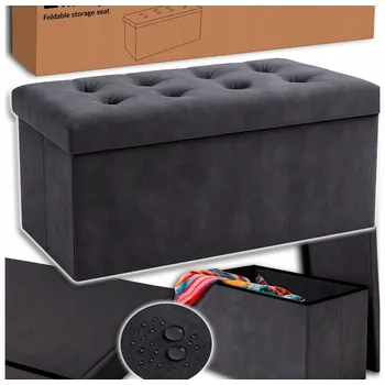 Taburet TABURET SEDÁK S ÚLOŽNÝM PROSTOREM ČALOUNĚNÝ samet šedá 76 x 38 x 38 cm