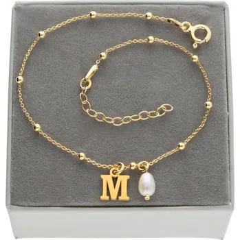 Náramek Zlatý náramek s písmenem M nebo jiná perla přírodní KAMEN PŘÍRODNÍ