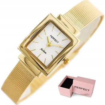 Hodinky Perfect dámské hodinky DIUNA +BOX zlaté klasické obdélníkové