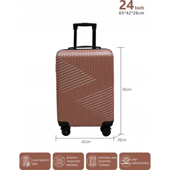 Cestovní kufr 24 palců, zavazadlo, příruční zavazadlo do letadla, 65*42*26 cm, Růžové zlato