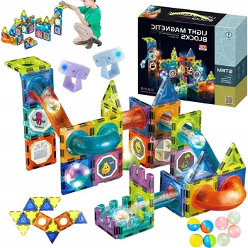 ostatní stavebnice Magnetické Stavebnice KRUMAD kuličková dráha svítící 75 dílků