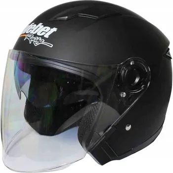 Helma na motorku OTEVŘENÁ PŘILBA NA MOTORKU ČTYŘKOLKU SKÚTR MOTOKÁRU BUGGY S CLONOU ČERNÁ MATNÁ M