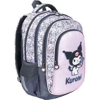 Školní batoh Vícekomorový Školní batoh Kuromi St. Majewski v odstínech šedé a stříbrné, růžový, 22 l