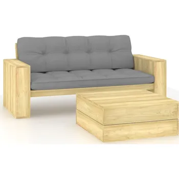 Zahradní lavice zahrada-XL 2dílná zahradní sedací souprava a podušky impregnovaná borovice 3065778