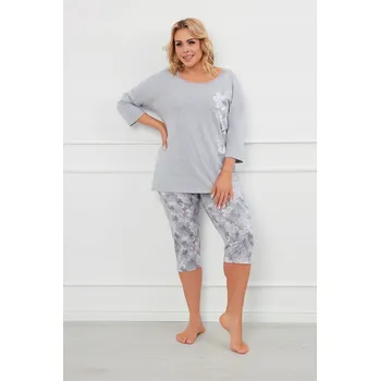 Dámské pyžamo Italian Fashion dámské pyžamo bavlna šedé, velikost 3XL