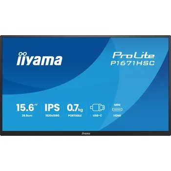 Monitor iiyama ProLite/P1671HSC-B1/15,6"/IPS/FHD/60Hz/3ms/Černá/3R