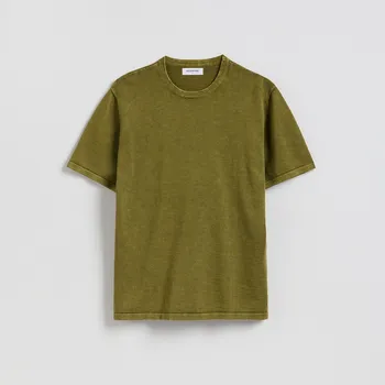 Pánský svetr Reserved - Bavlněný svetr s krátkými rukávy - olivová - 457JR-91X - 457JR-91X-M