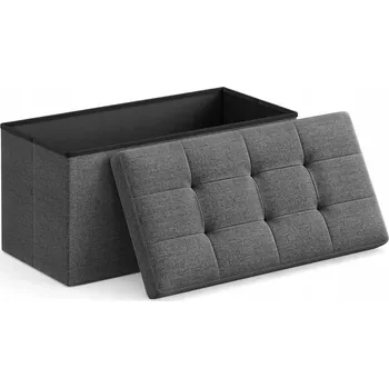 Taburet Skládací puf s úložným prostorem šedý velký 76x38x38cm vysoká kvalita provedení