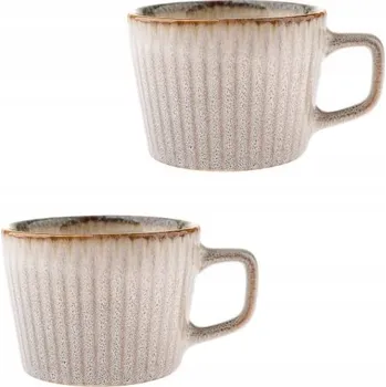 Krémové kameninové hrnky sada 2 ks na cappuccino 190 ml na kávu, čaj