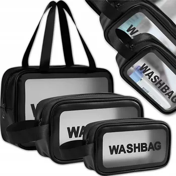 Kosmetická taška Kosmetická taštička TULMERO voděodolná černá 3 kusy se držadlem