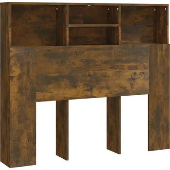 Čelo postele s policemi, kouřový dub, 120x19