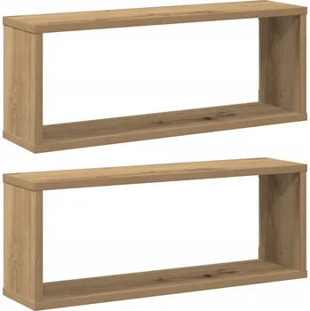 police Nástěnné police kostky, 2 ks, barva dub artisan, 60x15x23 cm