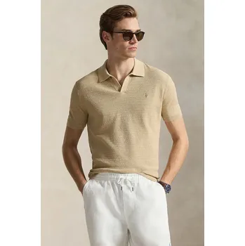 Pánské oblečení Polo tričko se lněnou směsí Polo Ralph Lauren 710B13891 hnědá 84X, vel. XXL