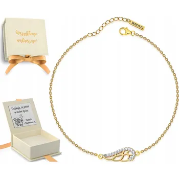 Náramek Dámský pozlacený náramek celebrity s křídlem, křídlo stříbro 925