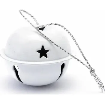 Vánoční dekorace DECOLED Vánoční rolničky 4 cm, bílé, kovové, balení 12 ks