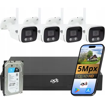 IP kamera SADA WIFI KAMER 4 BÍLÉ BEZDRÁTOVÉ KAMERY DVS 5Mp TUBUSOVÉ MONITOROVÁNÍ 1TB