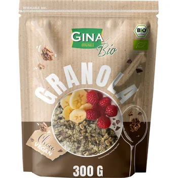 Semeno Gina Granola Choco - Pečené bio křupavé müsli s ovesnými vločkami a kousky hořké čokolády [Gina, 300 g]