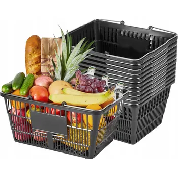 Nákupní košík Nákupní Košík 12 Ks 21 l Nosnost 9 kg Skládací do Obchodu s Potravinami Černý