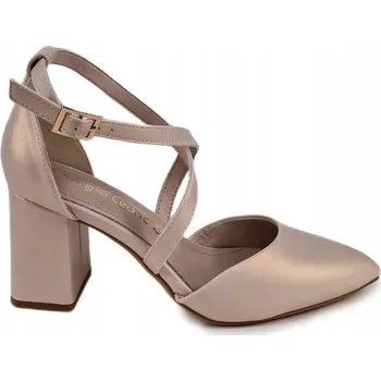 Dámské sandále Sandály na vysokém podpatku SERGIO LEONE SK840 , lesklé zlaté, vel. 39