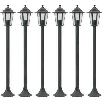Venkovní osvětlení Nábytek XL Zahradní sloupové lampy 6 ks E27 110 cm hliníkové tmavě zelené 44214