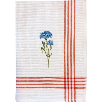 Utěrka Bavlněná kuchyňská Utěrka 50x70 s výšivkou chrpa