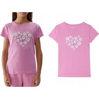 Dámské tričko Letní tričko s krátkým rukávem 4F F1152 z bavlny, růžové, velikost 158.