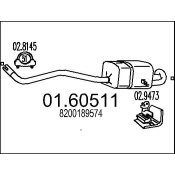 Tlumič výfuku Zadní tlumič výfuku, 01.60511