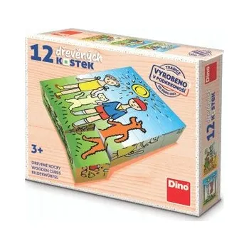 Dřevěná hračka Dřevěné kostky Pejsek a kočička 12 ks