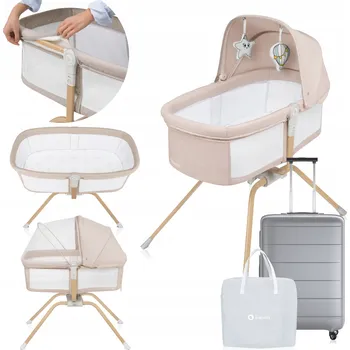 Dětská postýlka CESTOVNÍ POSTÝLKA 3v1 KOLÉBKA OHRÁDKA LIONELO LO-MALIN EVO BEIGE NATURAL