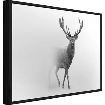 Obraz OBRAZ V ČERNÉM RÁMU NA PLÁTNĚ JELEN ZVÍŘATA OBÝVACÍ POKOJ LOŽNICE 60x40