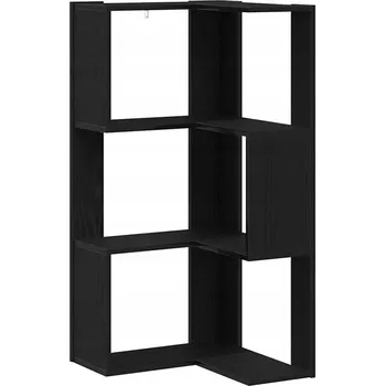 Knihovna Rohová police 3-patrová černý dub 50x50x102 cm z umělého dřeva