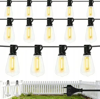 Venkovní osvětlení ZAHRADNÍ SVĚTELNÝ ŘETĚZ 15,2M LED Žárovky Venkovní Osvětlení