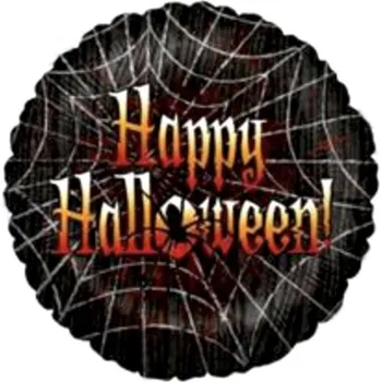 Balónek Fóliový BALÓNEK HAPPY HALLOWEEN černý pavučina